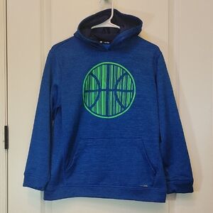 Youth Hoodie Blue XL with Green Basketball Design TEK GEAR